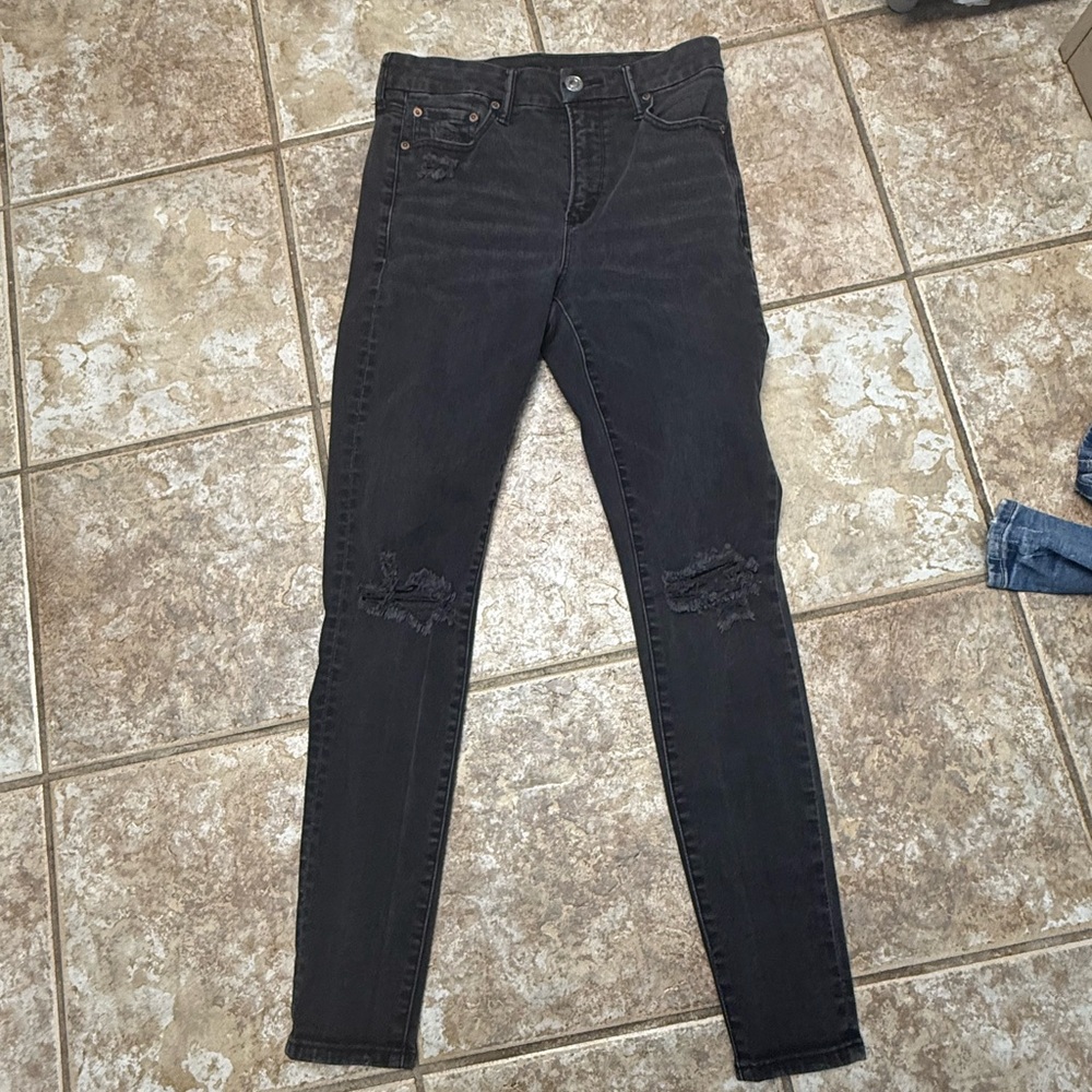 American Eagle Outfitters Black Distressed Skinny Jeans